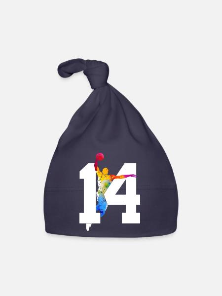 NUMMER 14 BASKETBALL 14. GEBURTSTAG - Baby Bio-Mütze - Navy - Vorne