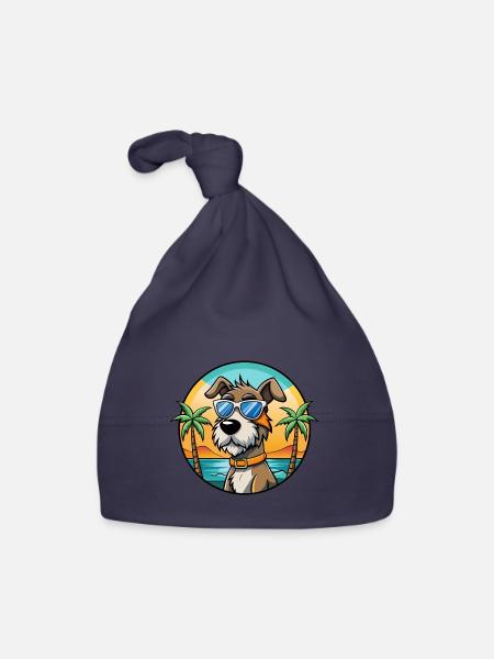 Istrischer Drahthaarhund Hunderasse Cartoon Beach - Baby Bio-Mütze - Navy - Vorne