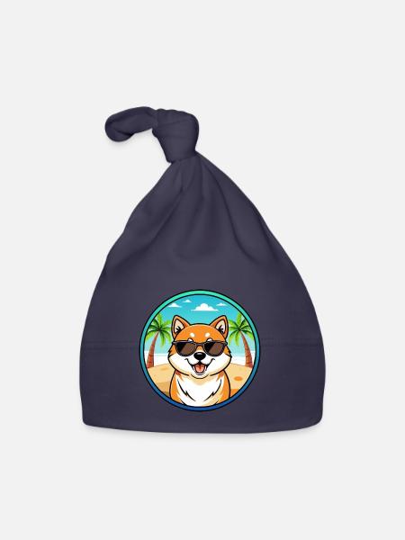 Shih Poo Hunderasse Cartoon Sonnenbrille Strand - Baby Bio-Mütze - Navy - Vorne