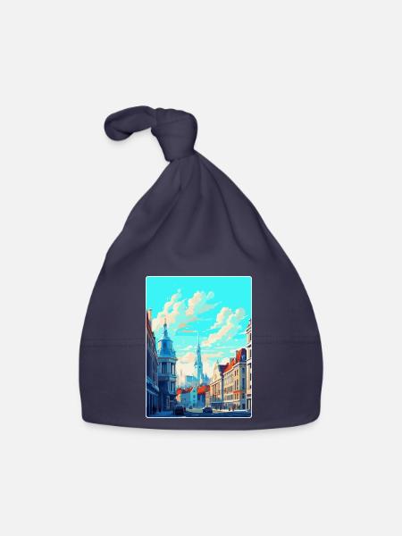 Brüssel Belgien Vintage Reiseplakat Souvenir - Baby Bio-Mütze - Navy - Vorne