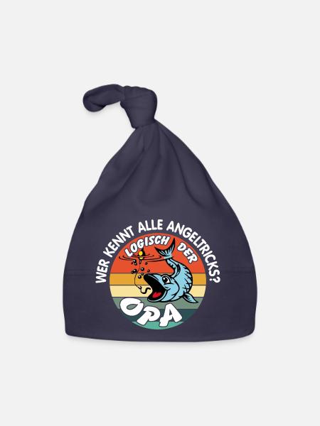 Opa mit Opa. Opa kennt alle Angeltricks - Baby Bio-Mütze - Navy - Vorne