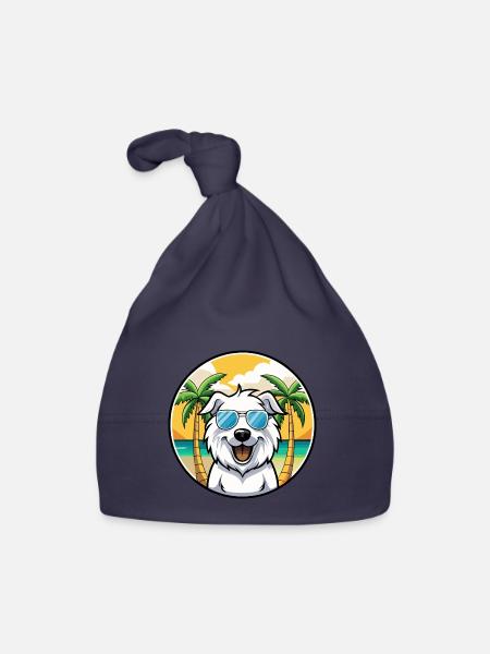 Große Pyrenäen Hunderasse Cartoon Sonnenbrille Strand - Baby Bio-Mütze - Navy - Vorne