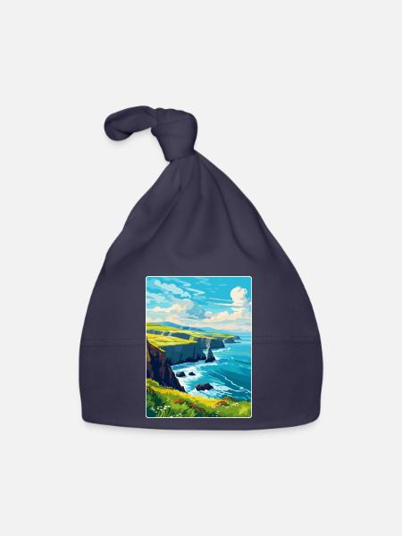 Dingle Halbinsel Irland Vereinigtes Königreich Vintage Reiseposter - Baby Bio-Mütze - Navy - Vorne