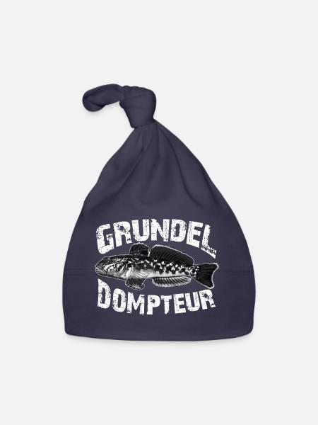 Ich fische Grundeln - Baby Bio-Mütze - Navy - Vorne