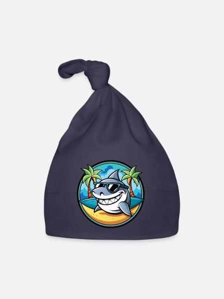 Shark Funny Cartoon Summer Beach Sunglasses Cool - Organic Baby Cap - navy - Front