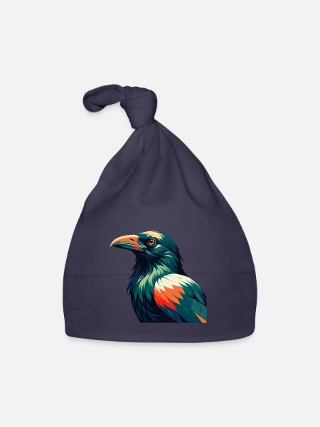 Crow Cartoon Character Colorful Pet Animal - Organic Baby Cap - navy - Front