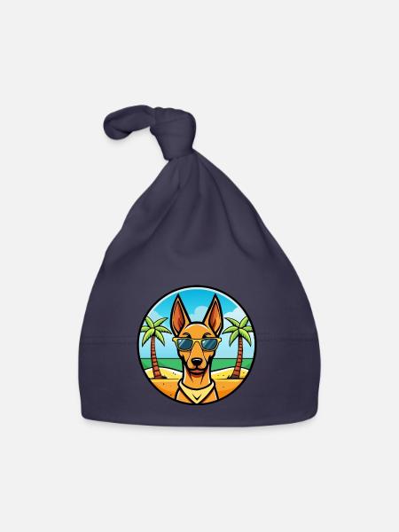 Pharaoh Hound Dog Breed Cartoon Sunglasses Beach - Organic Baby Cap - navy - Front