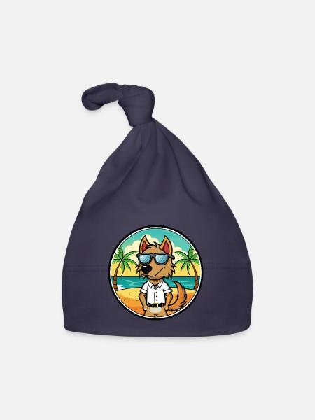 Polnische Jagdhunderasse Cartoon Sonnenbrille Strand - Baby Bio-Mütze - Navy - Vorne