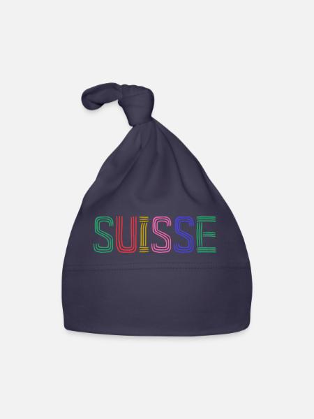 SUISSE. PAYS. GENEVE. HUMOUR. DRAPEAU. GENEVE - Bonnet bio Bébé - marine - Devant