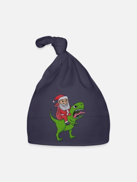 Weihnachten Dinosaurier Ugly Christmas Effekt - Baby Bio-Mütze - Navy - Vorne