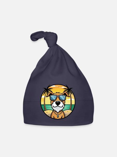 Istrischer Drahthaarhund Hunderasse Cartoon Beach - Baby Bio-Mütze - Navy - Vorne