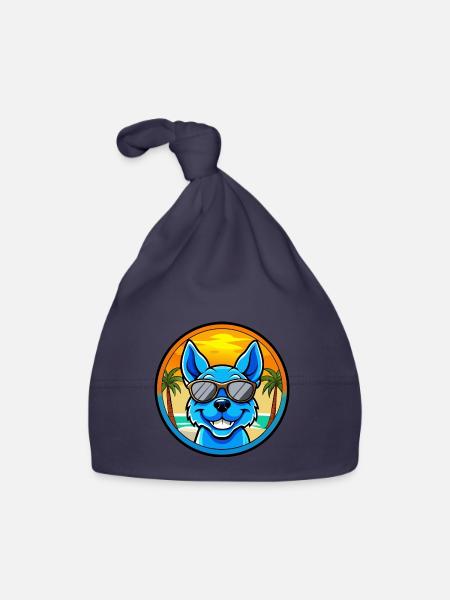 Blue Heeler Hunderasse Cartoon Sonnenbrille Strand - Baby Bio-Mütze - Navy - Vorne