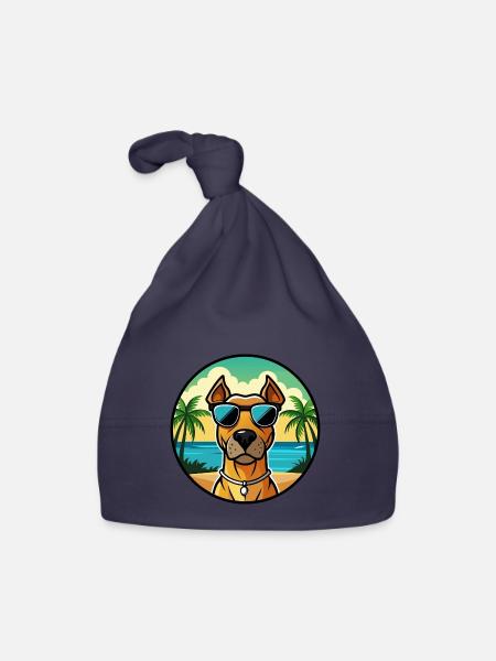 Rhodesian Ridgeback Hunderasse Cartoon Sonnenbrille - Baby Bio-Mütze - Navy - Vorne