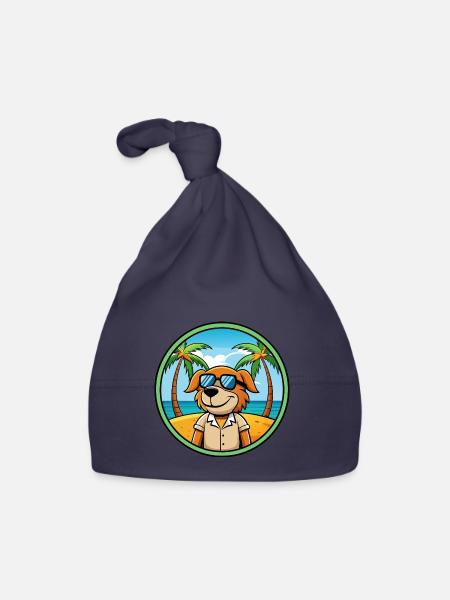 Poitevin Hound Hund Rasse Cartoon Sonnenbrille Strand - Baby Bio-Mütze - Navy - Vorne