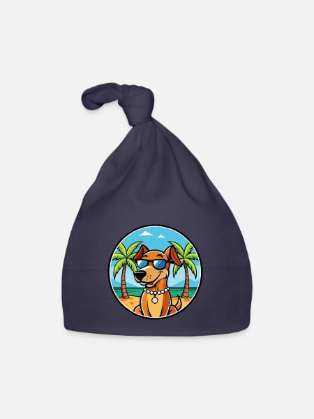 Polnische Jagdhunderasse Cartoon Sonnenbrille Strand - Baby Bio-Mütze - Navy - Vorne