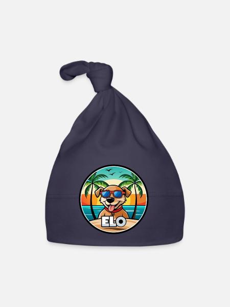 Dog Breed Cartoon Sunglasses Beach - Organic Baby Cap - navy - Front