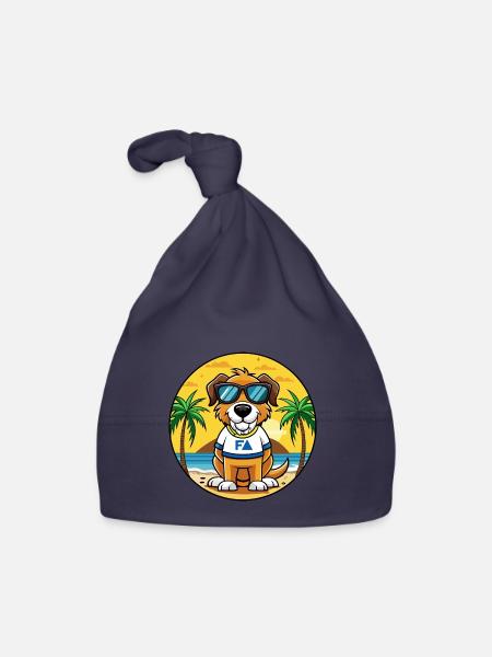 Brasileiro Dog Breed Cartoon Sunglasses Beach - Organic Baby Cap - navy - Front