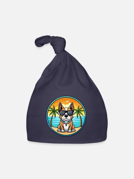 Braque Auvergne Hunderasse Cartoon Sonnenbrille Strand - Baby Bio-Mütze - Navy - Vorne