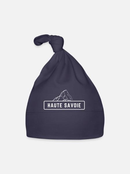 Haute Savoie Montagne Blanc - Bonnet bio Bébé - marine - Devant