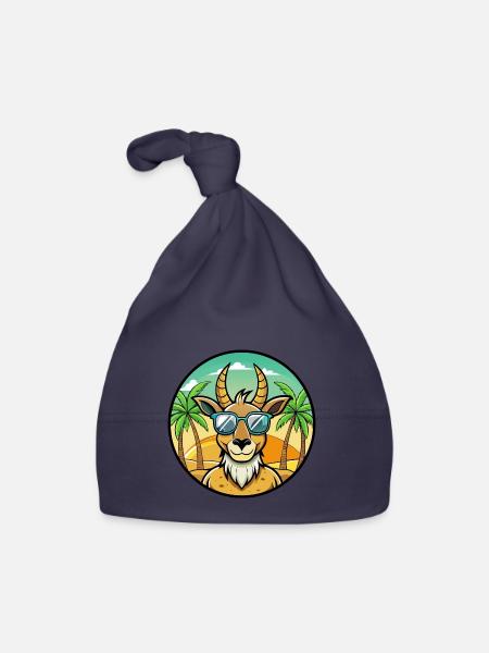 Antelope Funny Cartoon Summer Beach Sunglasses - Organic Baby Cap - navy - Front