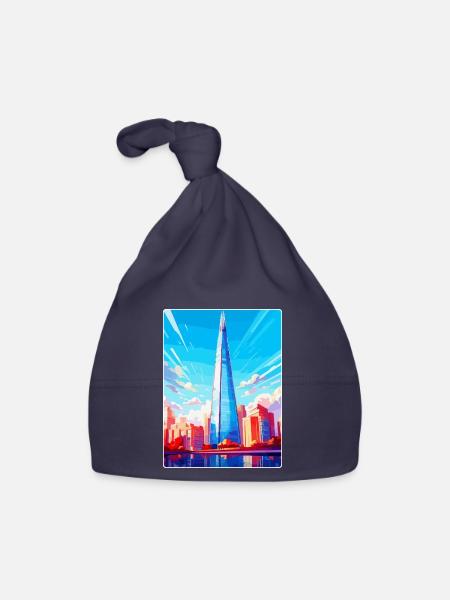 The Shard England Uk Reiseposter Souvenir WPA - Baby Bio-Mütze - Navy - Vorne
