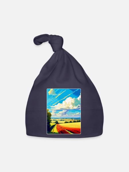 Lincolnshire Wolds Vintage Reiseposter Souvenir - Baby Bio-Mütze - Navy - Vorne