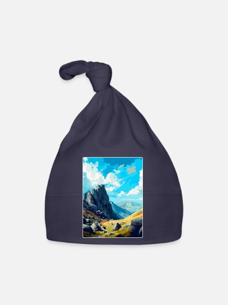 Glyder Fach Pays de Galles Royaume-Uni Affiche de voyage vintage WPA Art - Bonnet bio Bébé - marine - Devant