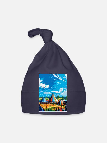 Glastonbury England Uk Vintage Reiseposter WPA - Baby Bio-Mütze - Navy - Vorne