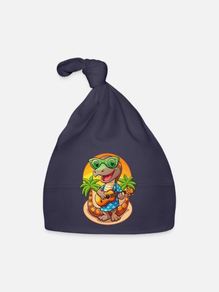 Drôle Serpent Dessin Animé Plage D’été Lunettes De Soleil Guitare - Bonnet bio Bébé - marine - Devant