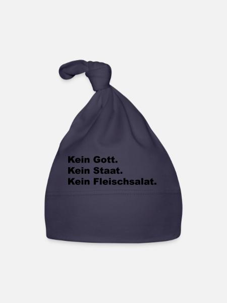 Kein Gott. Kein Staat. Kein Fleischsalat. - Baby Bio-Mütze - Navy - Vorne