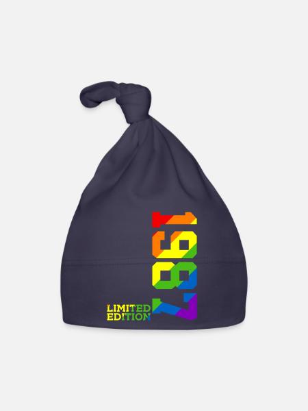 FIERTÉ QUEER IREN-CIEL 39E ANNIVERSAIRE DE L’ENVERGURE LGBTQ 1987 - Bonnet bio Bébé - marine - Devant