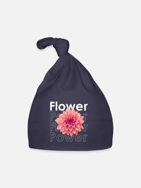 Flower Power - Organic Baby Cap - navy - Front