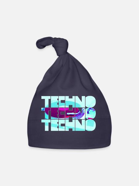 Techno Neon Muster - Baby Bio-Mütze - Navy - Vorne