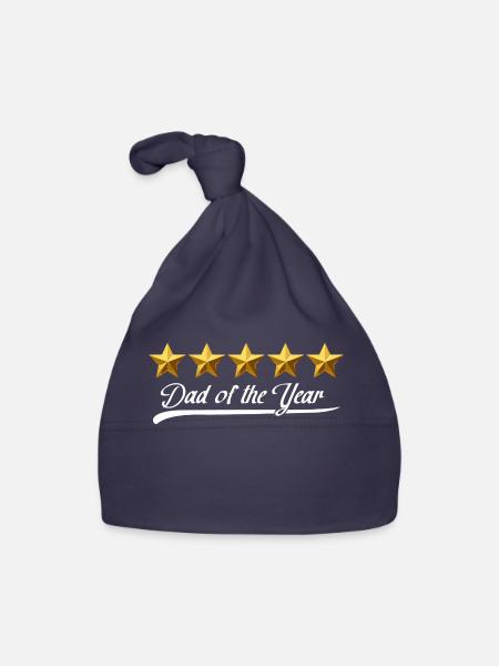 Vater des Jahres Sternen-Glanz - Baby Bio-Mütze - Navy - Vorne