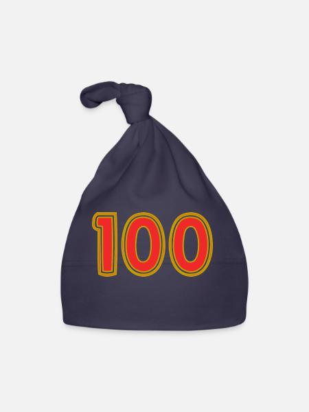 100. 100 JAHRE. 100-JÄHRIGES JUBILÄUM. 100. GEBURTSTAG - Baby Bio-Mütze - Navy - Vorne