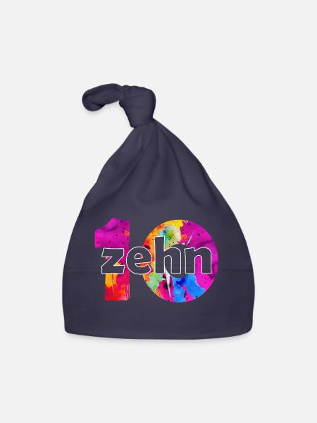 ZEHN 10 JAHRE JUNGE 10. GEBURTSTAG - Baby Bio-Mütze - Navy - Vorne