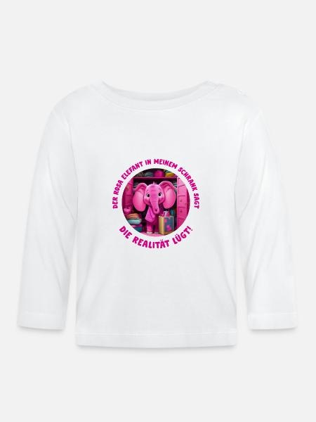 Rosa Elefant in meinem Schrank - Baby Bio-Langarmshirt - Weiß