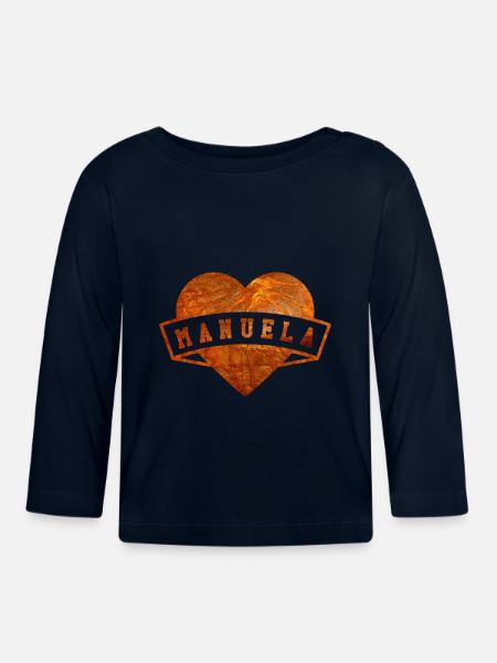 Vorname Manuela - Baby Bio-Langarmshirt - Navy
