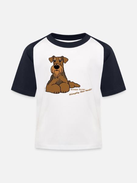 Airedale Terrier liegend - Kinder Baseball T-Shirt - Weiß/Navy