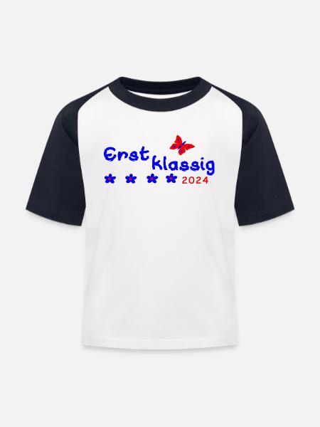 Schulanfang Erstklassig 2024 - Kinder Baseball T-Shirt - Weiß/Navy