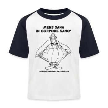 Obelix - Ein Gesunder in einem gesunden Körper. - Strichzeichnungen - Kinder Baseball T-Shirt - Weiß/Navy - Vorne