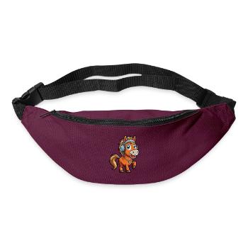 Pferd Lustige Zeichentrickfigur Kopfhörer Musik - Gürteltasche - Burgunderrot - Vorne