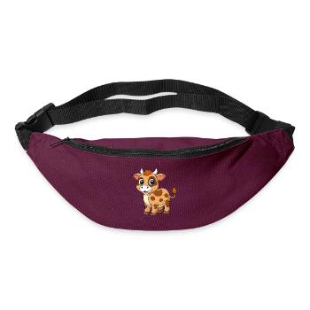 Kuh Niedliche Maskottchen Zeichentrickfigur Kawaii - Gürteltasche - Burgunderrot - Vorne