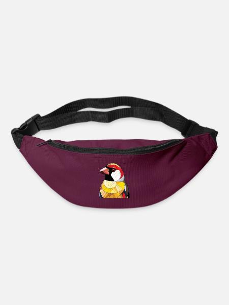 Stieglitz Buntes Aquarell Tier Illustration - Gürteltasche - Burgunderrot