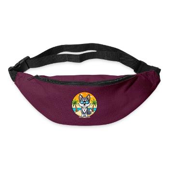 Alaskan Klee Kai Hunderasse Cartoon Sonnenbrille Strand - Gürteltasche - Burgunderrot - Vorne