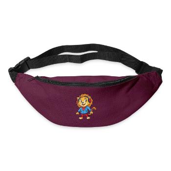 Lion Funny Cartoon Character Musique de casque - Sac banane - bordeaux  - Devant
