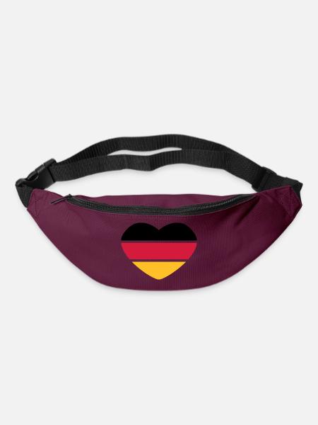 Herz 3farbig - Schwarz Rot Gold - Deutschland - Gürteltasche - Burgunderrot