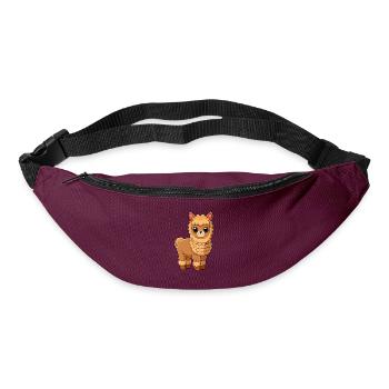 Alpaka Niedliche Maskottchen Zeichentrickfigur Kawaii - Gürteltasche - Burgunderrot - Vorne