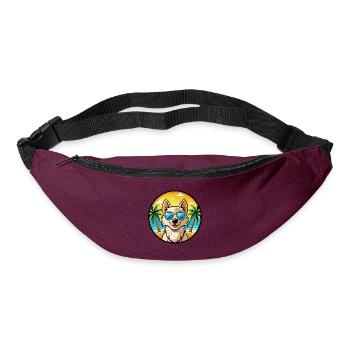 Nordic Spitz Hunderasse Cartoon Sonnenbrille Strand - Gürteltasche - Burgunderrot - Vorne