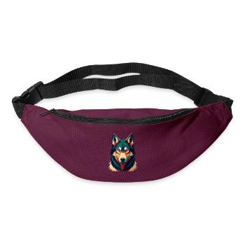 Wolf Cartoon Figur Buntes Haustier Tier - Gürteltasche - Burgunderrot - Vorne